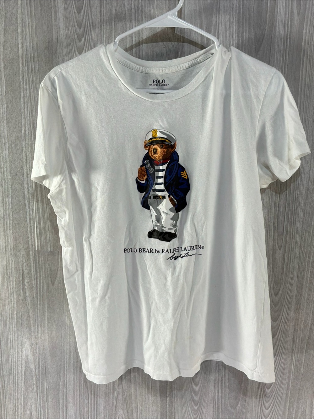 Ralph Lauren Polo Bear White Tee Captain Edition Nautical Naval Cotton Women L